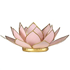 Lotus Fyrfadsstage - Pastel Pink m. guld - Capiz Skaller