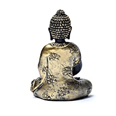 Meditations Buddha, Antique Sort m. Guld - Lotus Blomster på dragten