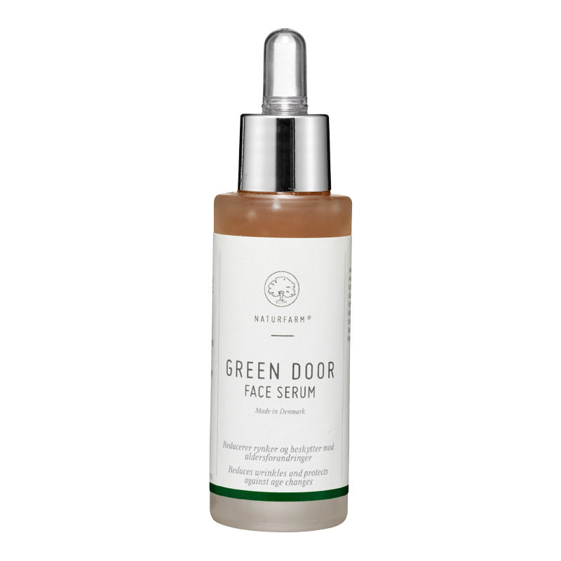 Green Door Face Serum 50 ml. Genopbyggende ansigtsserum til alle, som ønsker at reducere rynker og beskytte huden mod aldersforandringer.